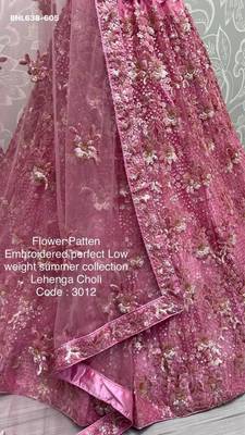 Pink net embroidered lehenga choli 3