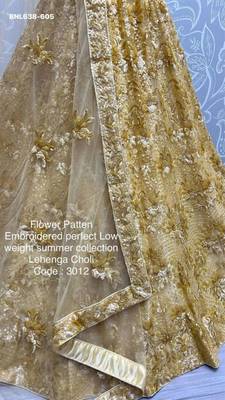Mustard net embroidered lehenga choli 3