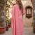 Peach printed cotton blend stitched floral print salwar kurta dupatta for women