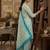 Teal printed cotton blend stitched abstract print salwar kurta dupatta for women