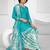 Blue printed cotton blend stitched geometric print salwar kurta dupatta for women