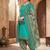 Teal printed cotton blend stitched floral print salwar kurta dupatta for women
