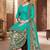 Teal printed cotton blend stitched floral print salwar kurta dupatta for women