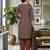 Brown printed cotton blend stitched ethnic motifs print salwar kurta dupatta for women