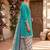 Teal printed cotton blend stitched floral print salwar kurta dupatta for women