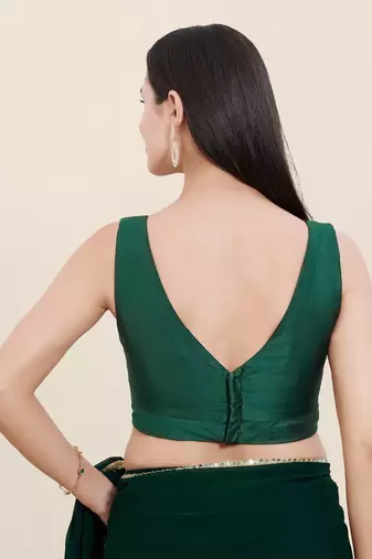 Women's tafeta silk padded back open sleeveless saree blouse