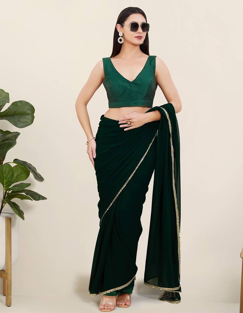 Women's tafeta silk padded back open sleeveless saree blouse