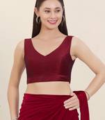 Women's tafeta silk padded back open sleeveless saree blouse