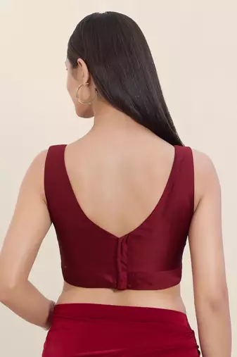 Women's tafeta silk padded back open sleeveless saree blouse