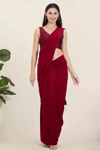 Women's tafeta silk padded back open sleeveless saree blouse
