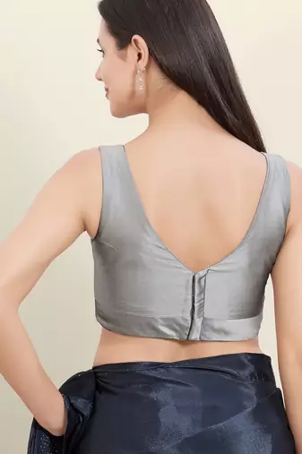 Women's tafeta silk padded back open sleeveless saree blouse