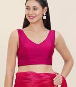 Women's tafeta silk padded back open sleeveless saree blouse