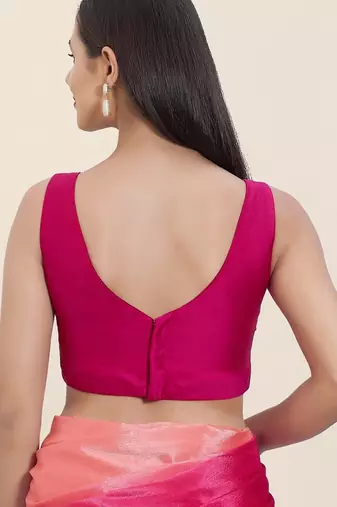 Women's tafeta silk padded back open sleeveless saree blouse