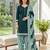 Teal printed cotton blend stitched floral print salwar kurta dupatta for women