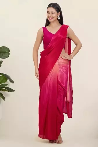 Women's tafeta silk padded back open sleeveless saree blouse