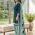 Teal printed cotton blend stitched floral print salwar kurta dupatta for women
