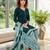 Teal printed cotton blend stitched floral print salwar kurta dupatta for women