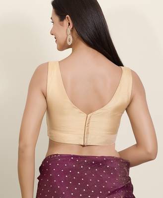 Women's tafeta silk padded back open sleeveless saree blouse 2