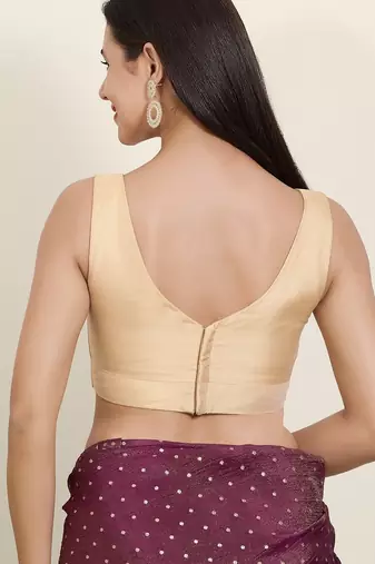 Women's tafeta silk padded back open sleeveless saree blouse