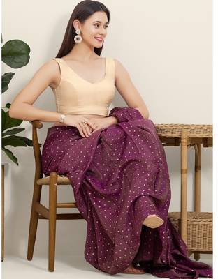Women's tafeta silk padded back open sleeveless saree blouse 4