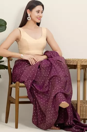 Women's tafeta silk padded back open sleeveless saree blouse