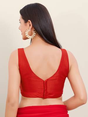 Women's tafeta silk padded back open sleeveless saree blouse 2