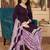 Purple printed cotton blend stitched floral print salwar kurta dupatta for women