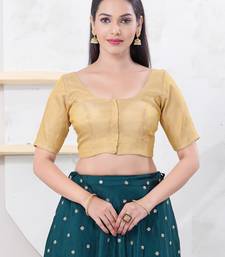 Women's tissue padded front open elbow sleeves saree blouse