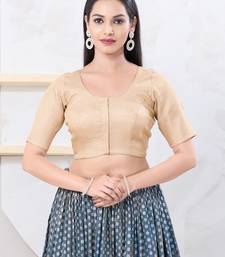 Women's tissue padded front open elbow sleeves saree blouse