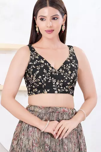 Women's mulbury silk padded back open sleeveless saree blouse