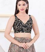 Women's mulbury silk padded back open sleeveless saree blouse