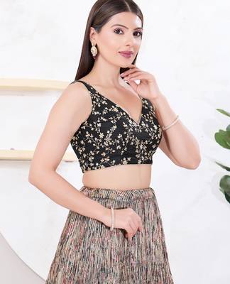 Women's mulbury silk padded back open sleeveless saree blouse 3