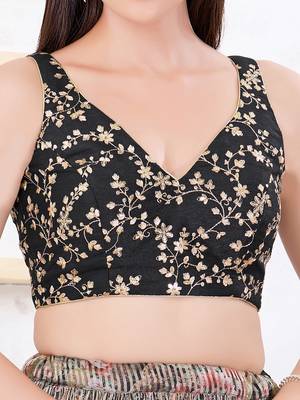 Women's mulbury silk padded back open sleeveless saree blouse 4