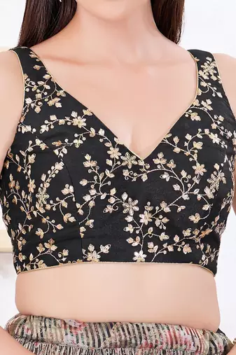 Women's mulbury silk padded back open sleeveless saree blouse