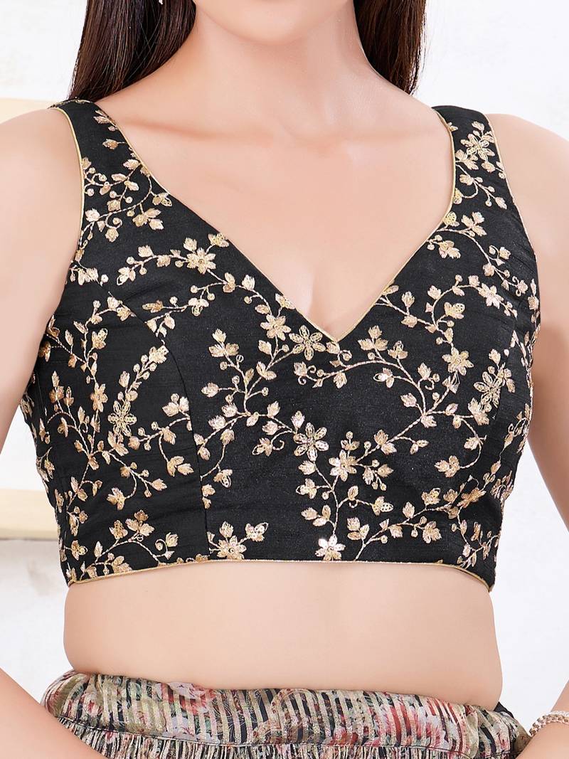 Women's mulbury silk padded back open sleeveless saree blouse