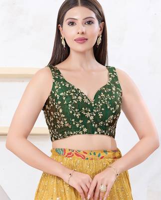 Women's mulbury silk padded back open sleeveless saree blouse 1