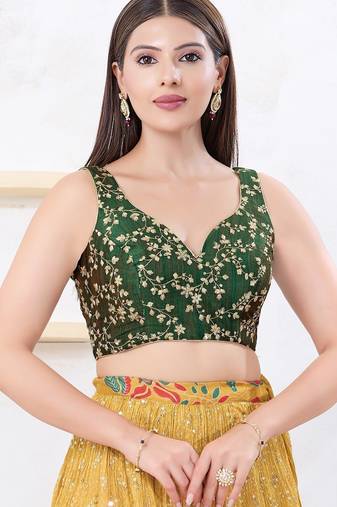 Women's mulbury silk padded back open sleeveless saree blouse