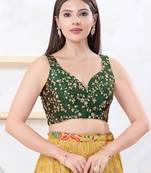 Women's mulbury silk padded back open sleeveless saree blouse