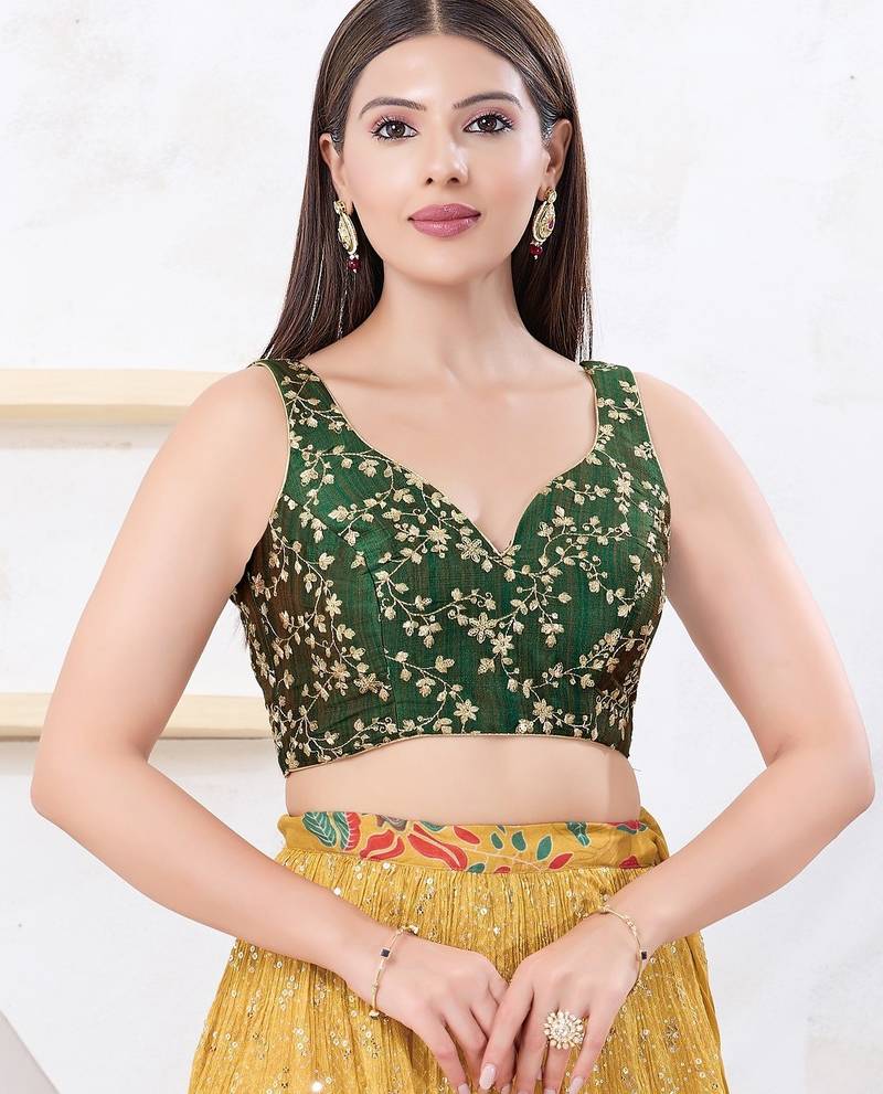 Women's mulbury silk padded back open sleeveless saree blouse