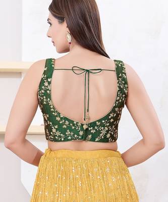 Women's mulbury silk padded back open sleeveless saree blouse 2