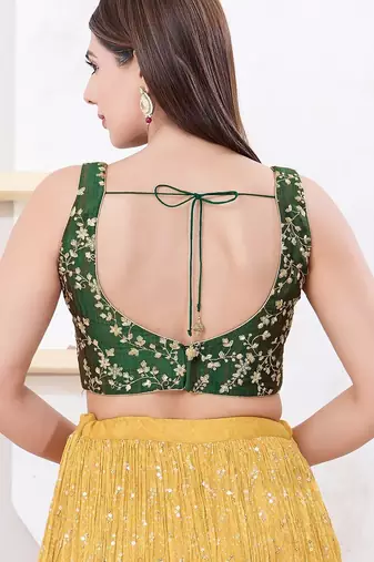 Women's mulbury silk padded back open sleeveless saree blouse