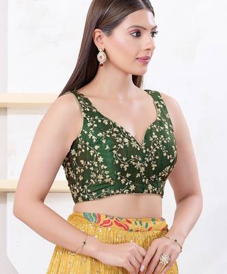 Women's mulbury silk padded back open sleeveless saree blouse 3