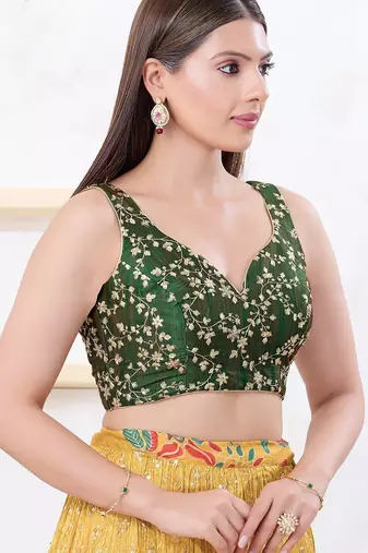 Women's mulbury silk padded back open sleeveless saree blouse
