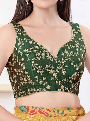 Women's mulbury silk padded back open sleeveless saree blouse 4