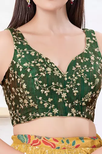 Women's mulbury silk padded back open sleeveless saree blouse
