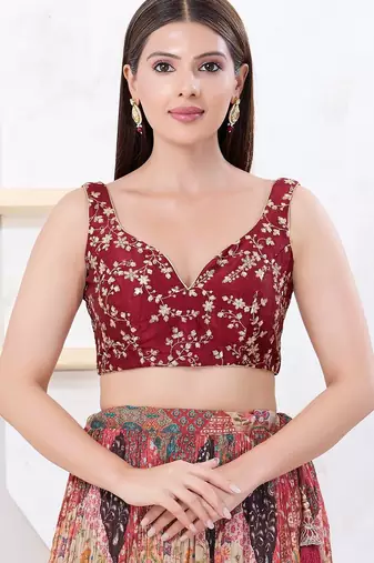 Women's mulbury silk padded back open sleeveless saree blouse
