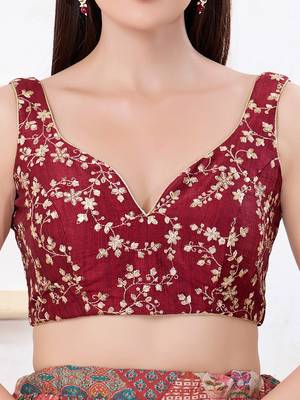 Women's mulbury silk padded back open sleeveless saree blouse 4