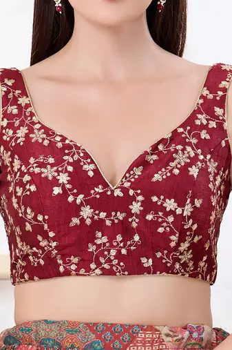Women's mulbury silk padded back open sleeveless saree blouse
