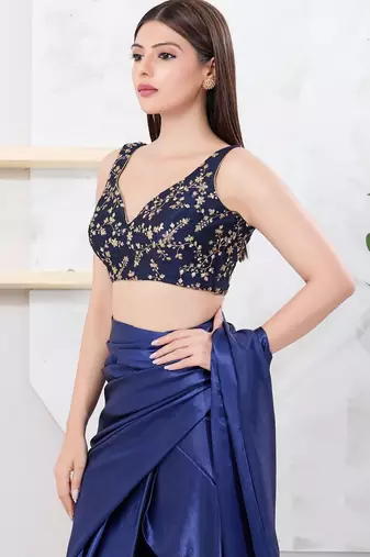 Women's mulbury silk padded back open sleeveless saree blouse