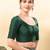 Women's brocade padded front open elbow sleeves saree blouse